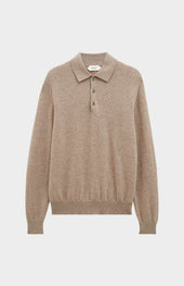 Men's Classic Polo Shirt Cashmere Jumper In Mushroom
