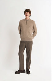 Men's Classic Polo Shirt Cashmere Jumper In Mushroom