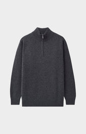 Men's Zip Neck Cashmere Jumper In Charcoal