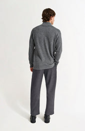 Men's Zip Neck Cashmere Jumper In Grey Melange