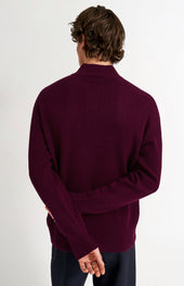 Men's Zip Neck Cashmere Jumper In Burgundy