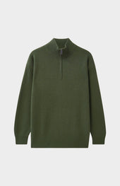 Men's Zip Neck Cashmere Jumper In Evergreen
