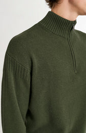 Men's Zip Neck Cashmere Jumper In Evergreen