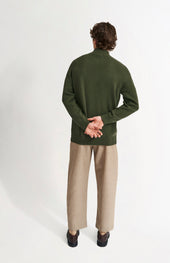 Men's Zip Neck Cashmere Jumper In Evergreen