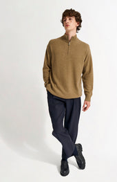 Men's Zip Neck Cashmere Jumper In Natural