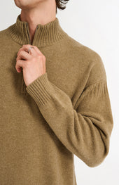 Men's Zip Neck Cashmere Jumper In Natural