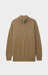 Men's Zip Neck Cashmere Jumper In Natural