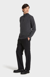 Men's Zip Neck Cashmere Jumper In Charcoal