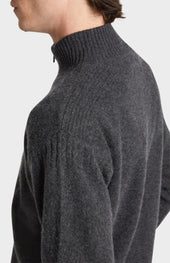 Men's Zip Neck Cashmere Jumper In Charcoal