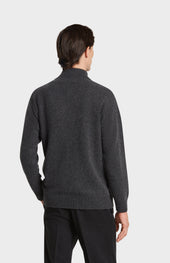 Men's Zip Neck Cashmere Jumper In Charcoal