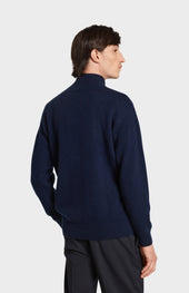 Men's Zip Neck Cashmere Jumper In Navy Melange