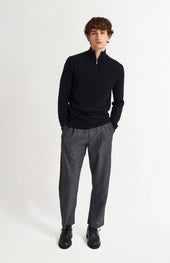 Men's Qtr Zip Cashmere Classic Jumper In Black