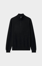Men's Qtr Zip Cashmere Classic Jumper In Black