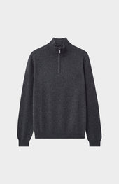 Men's Qtr Zip Cashmere Classic Jumper In Charcoal