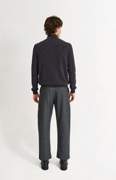 Men's Qtr Zip Cashmere Classic Jumper In Charcoal