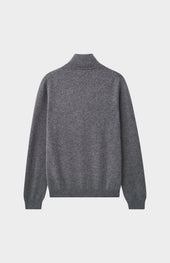 Men's Qtr Zip Cashmere Classic Jumper In Grey Melange