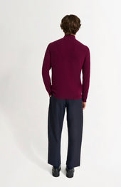 Men's Qtr Zip Cashmere Classic Jumper In Burgundy