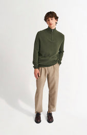 Men's Qtr Zip Cashmere Classic Jumper In Evergreen