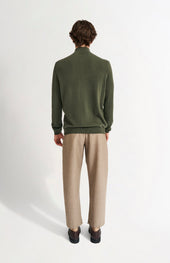 Men's Qtr Zip Cashmere Classic Jumper In Evergreen