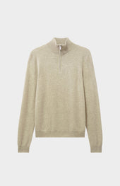 Men's Qtr Zip Cashmere Classic Jumper In Oatmeal
