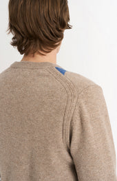 Men's Kessock V-neck Supersoft Lambswool Argyle Jumper In Mushroom / Blue / Grey