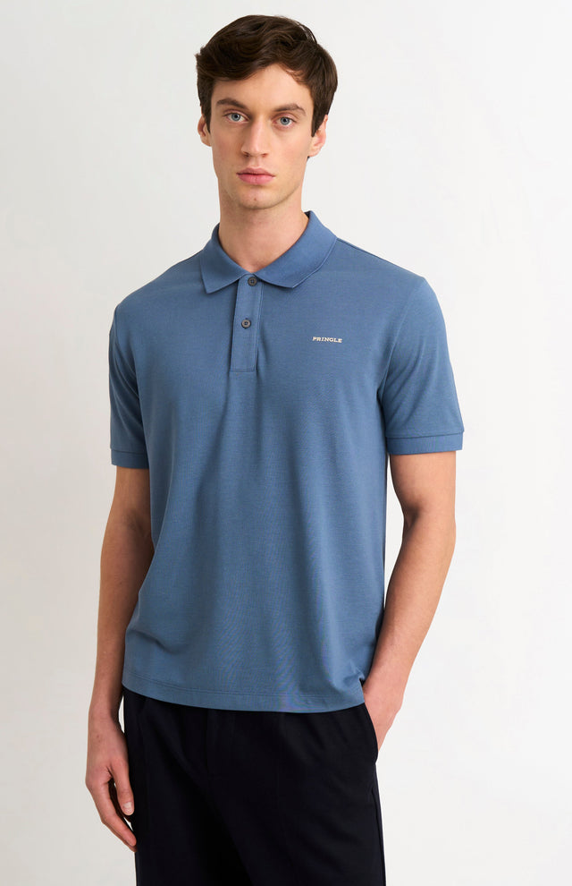 Men's Cotton Modal Pique Polo Shirt In Bering Sea Blue