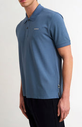 Men's Cotton Modal Pique Polo Shirt In Bering Sea Blue