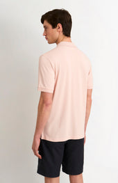 Men's Cotton Modal Pique Polo Shirt In Dusty Pink