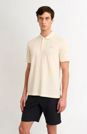 Men's Cotton Modal Pique Polo Shirt In Ecru