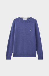 Round Neck Lambswool Contrast Jumper In Dark Indigo