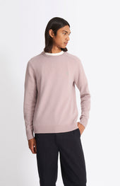 Round Neck Lambswool Contrast Jumper In Dusty Pink