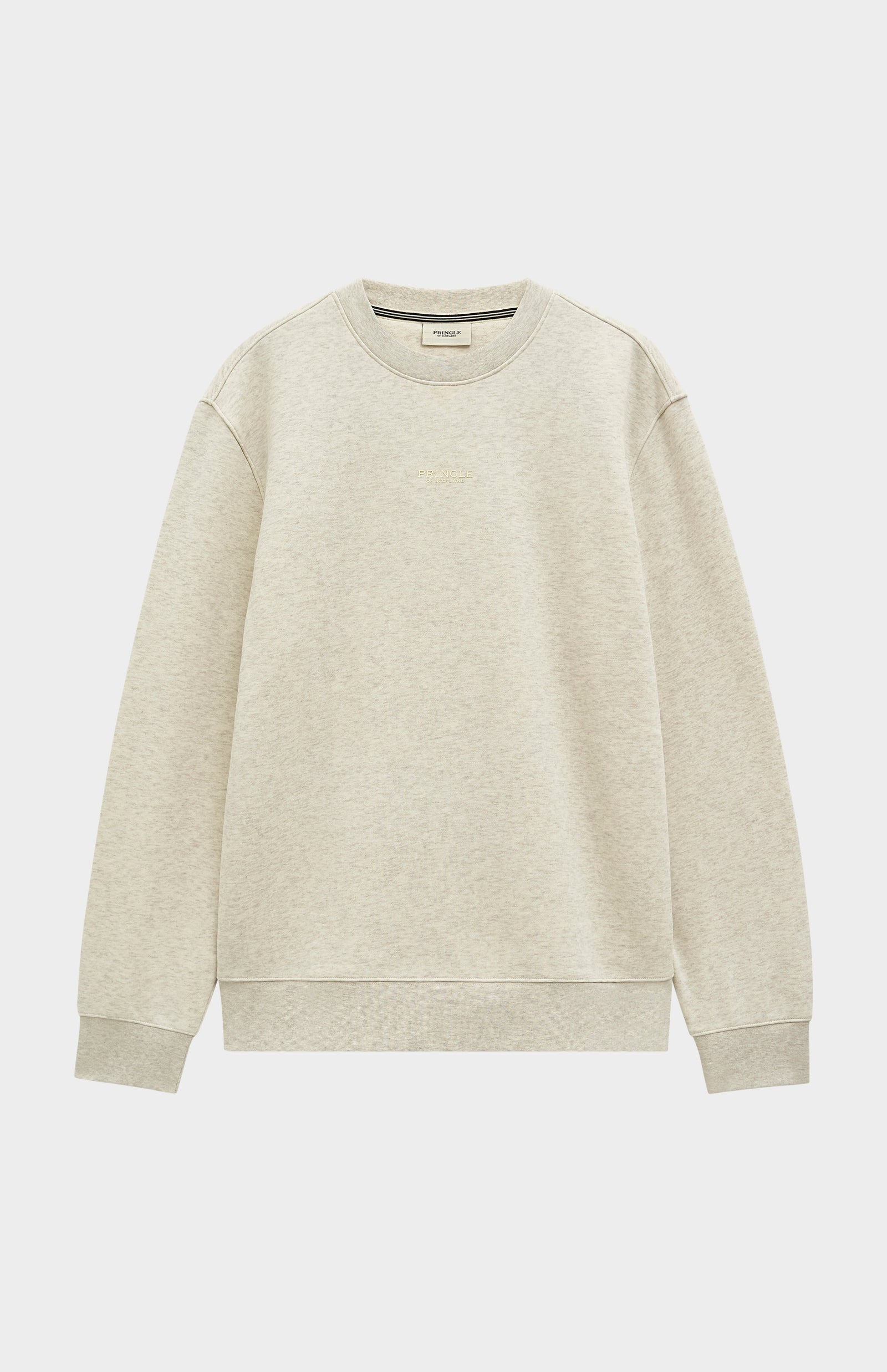 Men's Crew Neck Sweatshirt In Ecru Beige Melange