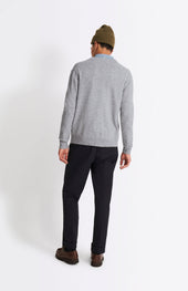 V Neck Lambswool Cardigan In Light Grey