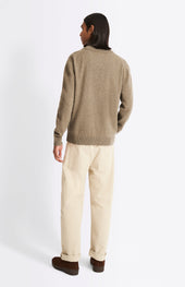 V Neck Lambswool Cardigan In Dark Natural
