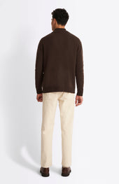 V Neck Lambswool Cardigan In Dark Umber