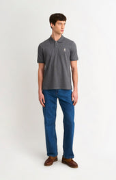 Men's Cotton Pique Polo Shirt In Charcoal