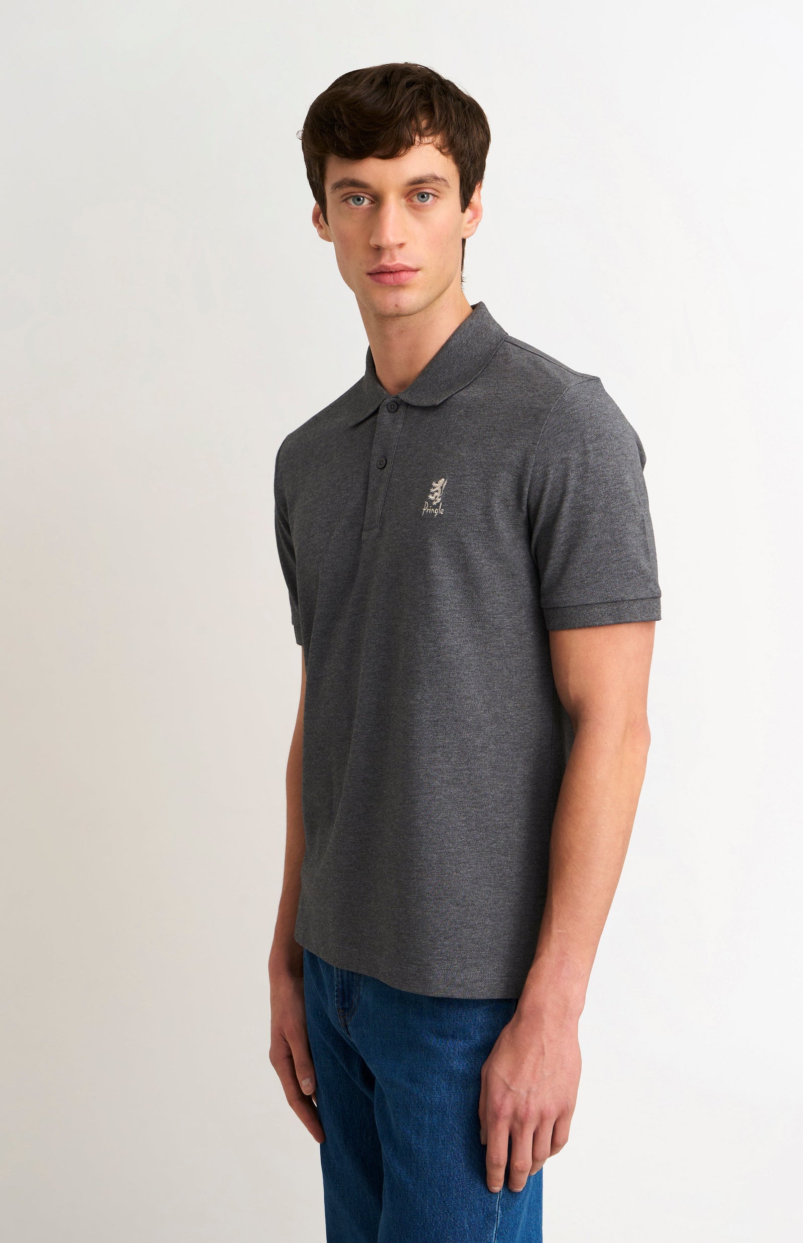 Men's Cotton Pique Polo Shirt In Charcoal