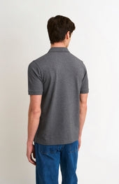 Men's Cotton Pique Polo Shirt In Charcoal