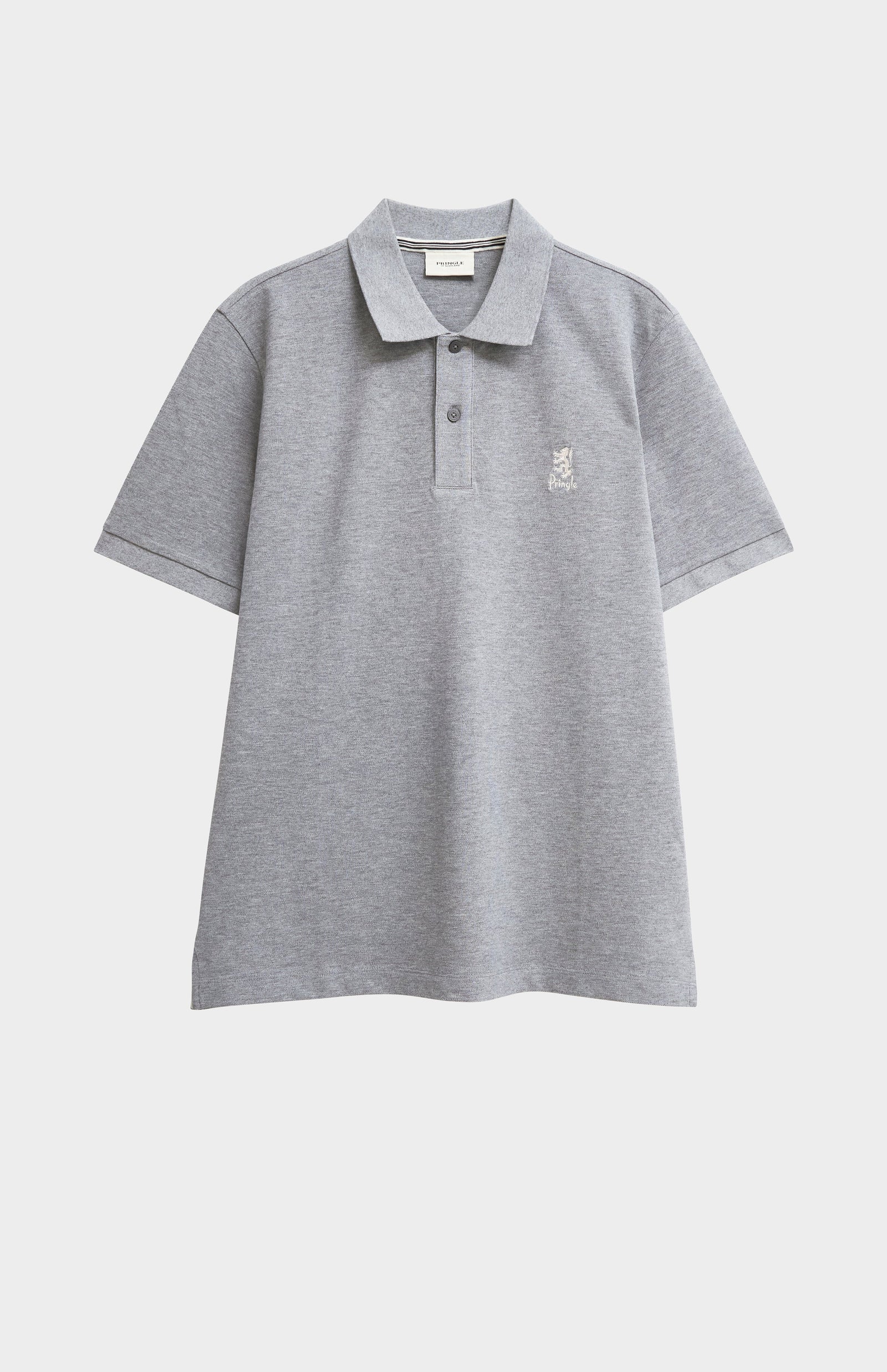 Men's Cotton Pique Polo Shirt In Grey Melange