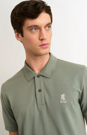Men's Cotton Pique Polo Shirt In Sage Green