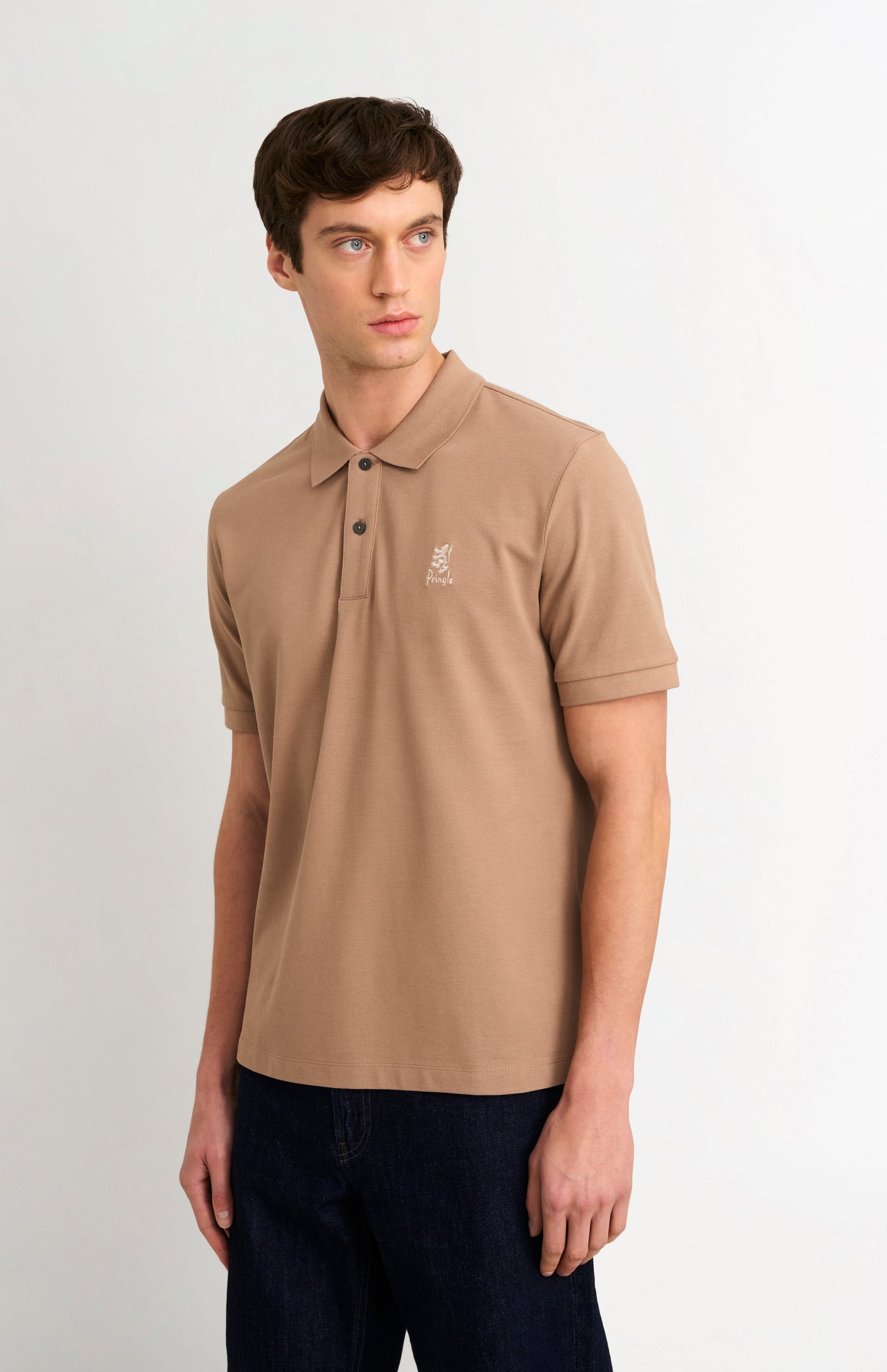Men's Cotton Pique Polo Shirt In Mushroom