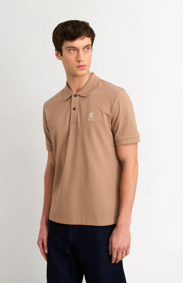 Men's Cotton Pique Polo Shirt In Mushroom