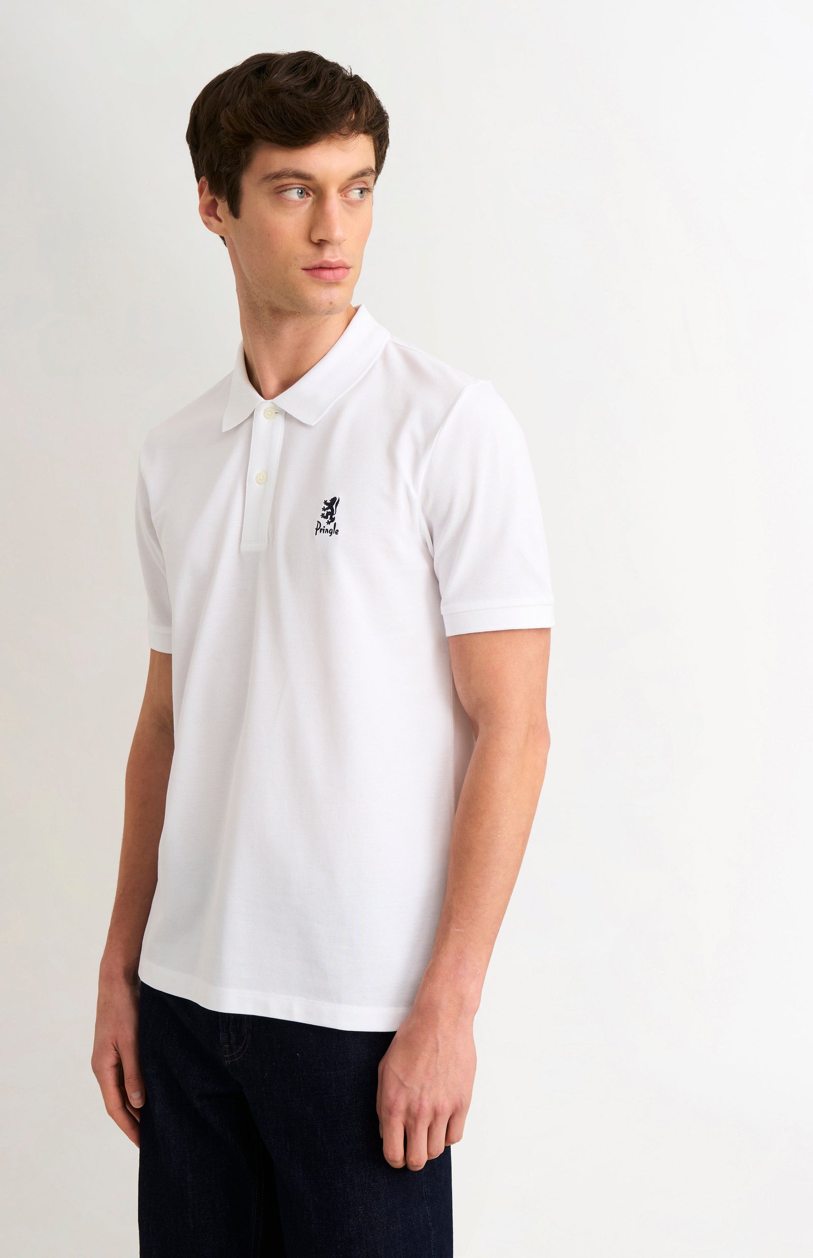Men's Cotton Pique Polo Shirt In White