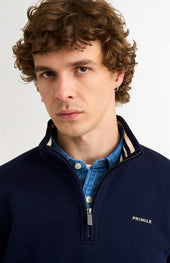 Men's Qtr Zip Track Jumper In Navy Blue