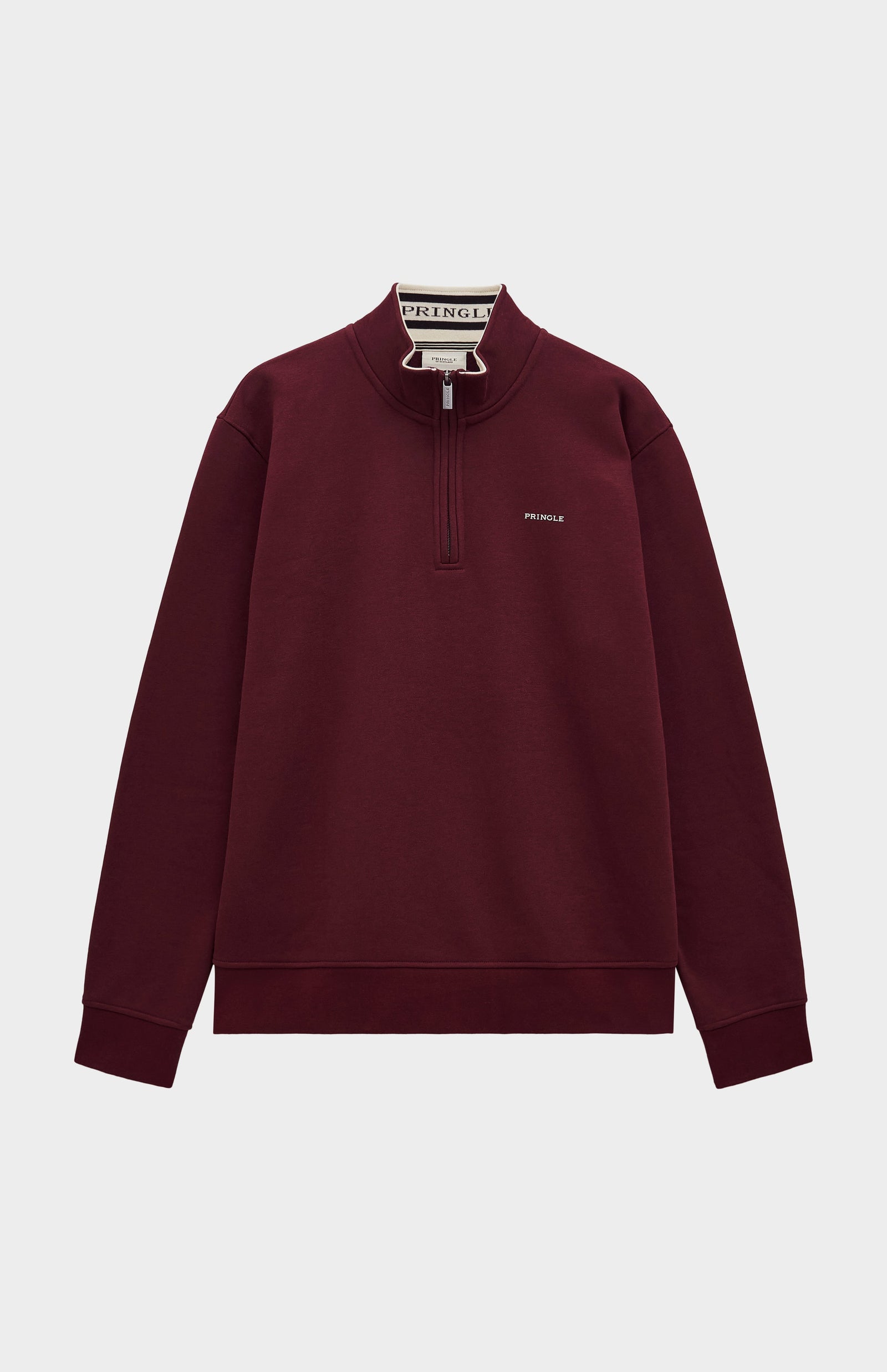 Mens Quarter Zip Track Jumper In Burgundy