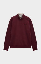 Mens Quarter Zip Track Jumper In Burgundy