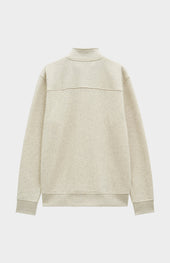 Men's Qtr Zip Track Jumper In Ecru Beige Melange