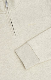 Men's Qtr Zip Track Jumper In Ecru Beige Melange