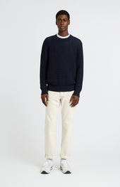Men's Round Neck Cotton Jumper In Navy