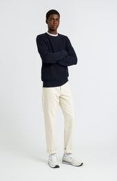 Men's Round Neck Cotton Jumper In Navy